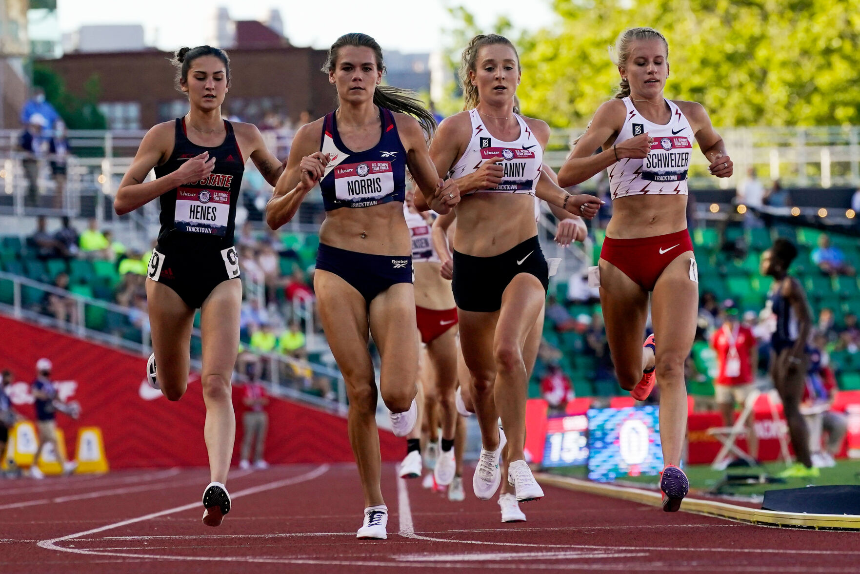 Karissa Schweizer runs in the second heat